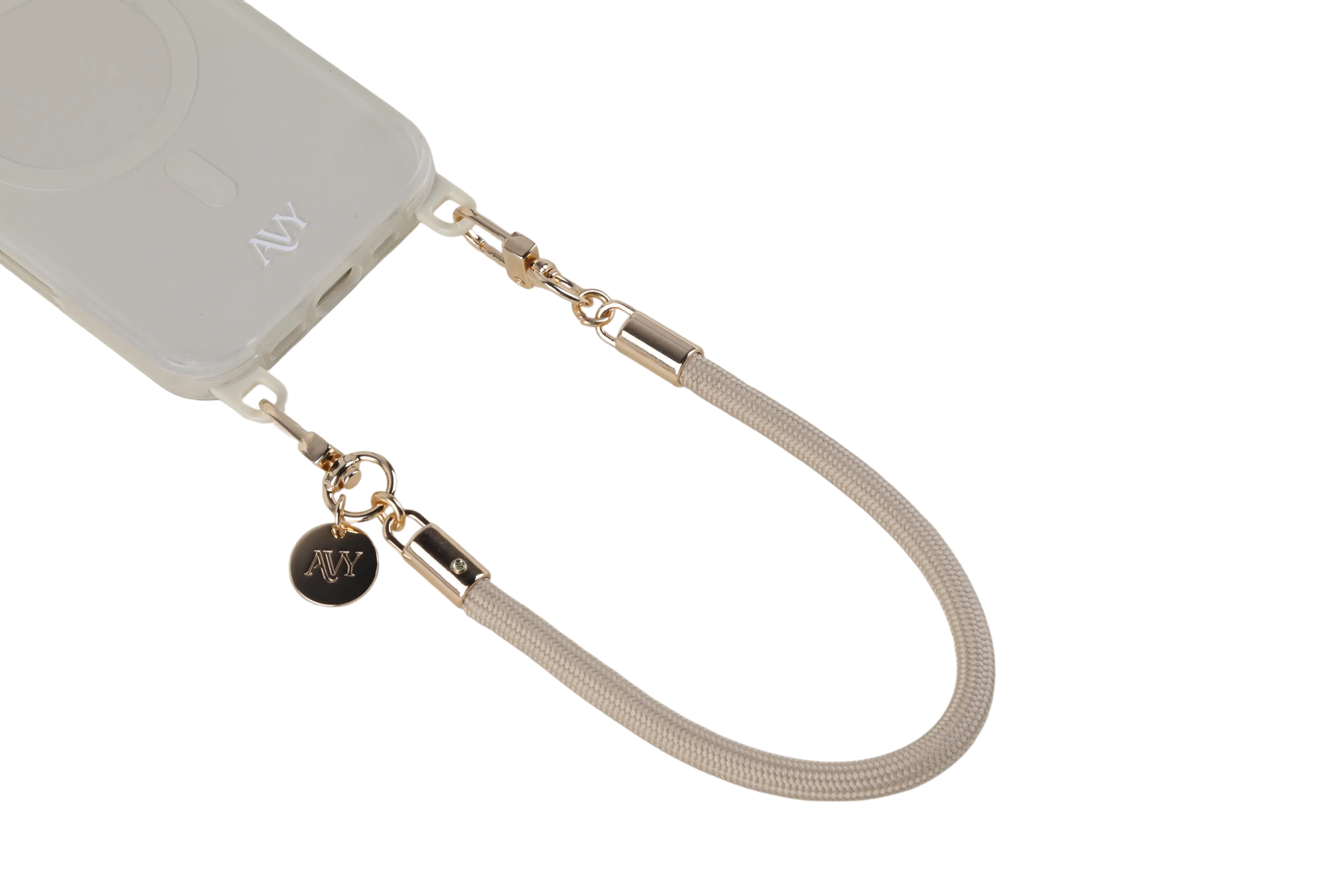 AVY Universeel Armband / Polsband Telefoonkoord Touw (32CM) Tressé Beige afbeelding 11