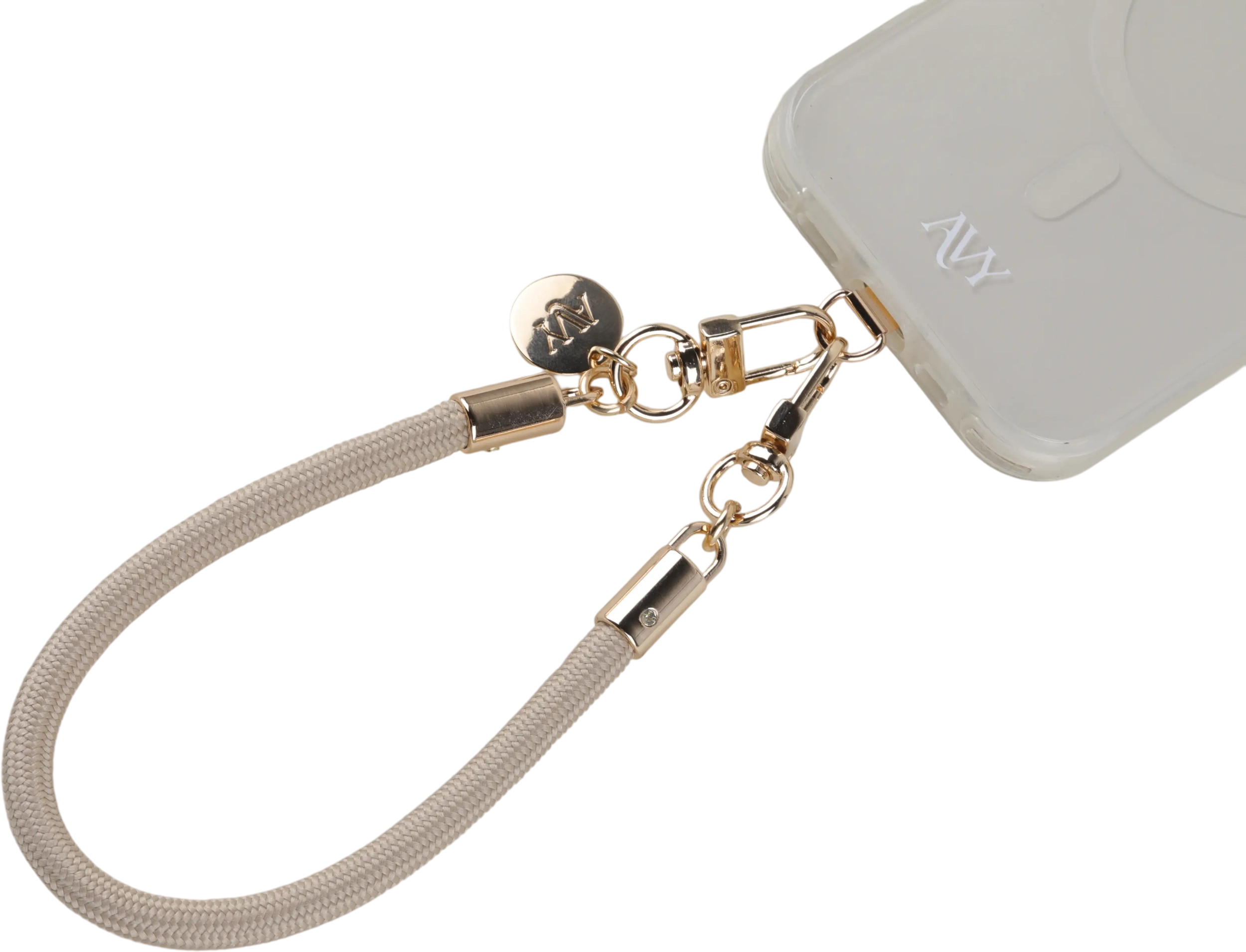 AVY Universeel Armband / Polsband Telefoonkoord Touw (32CM) Tressé Beige afbeelding 7