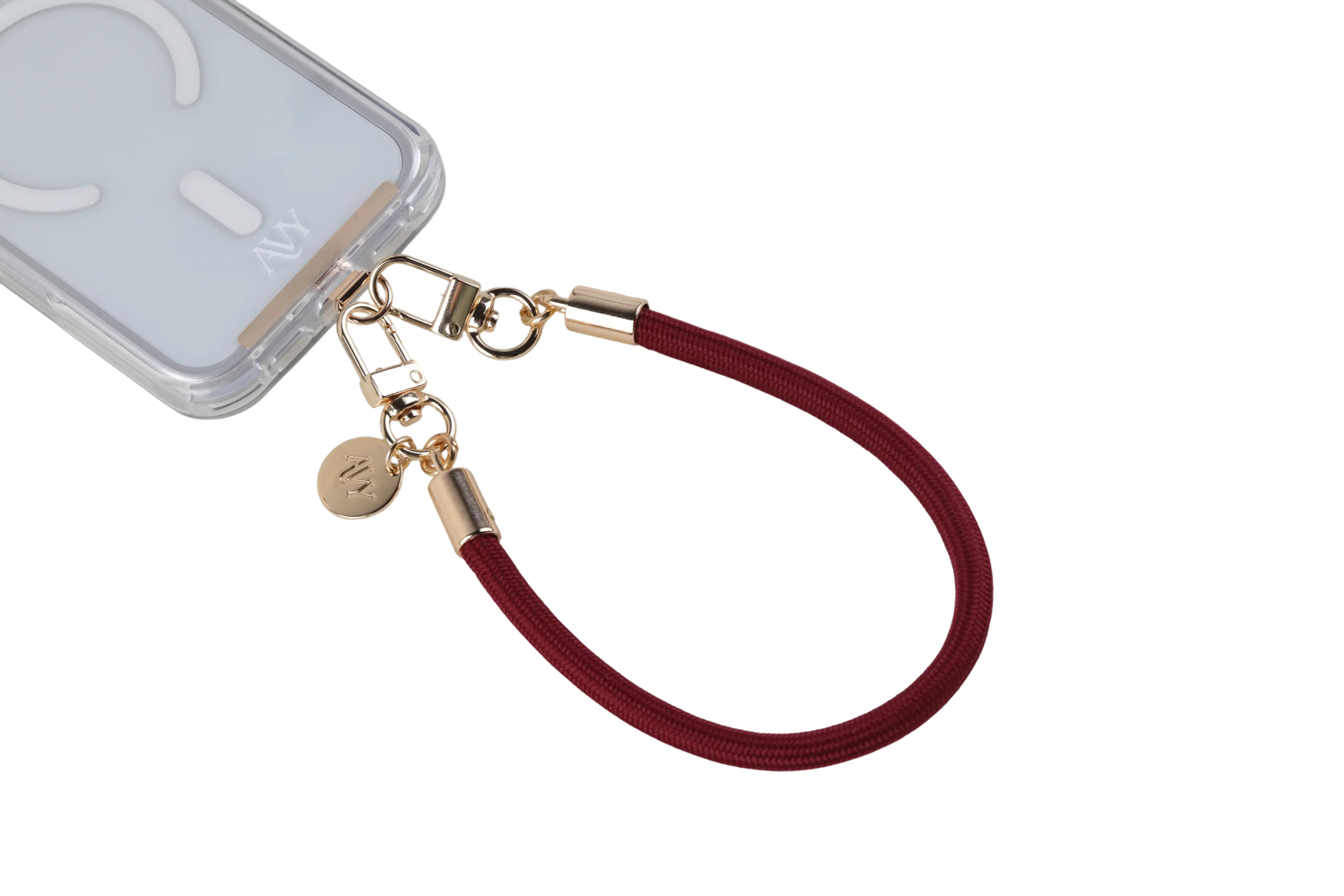 AVY Universeel Armband / Polsband Telefoonkoord Touw (32CM) Tressé Burgundy afbeelding 13