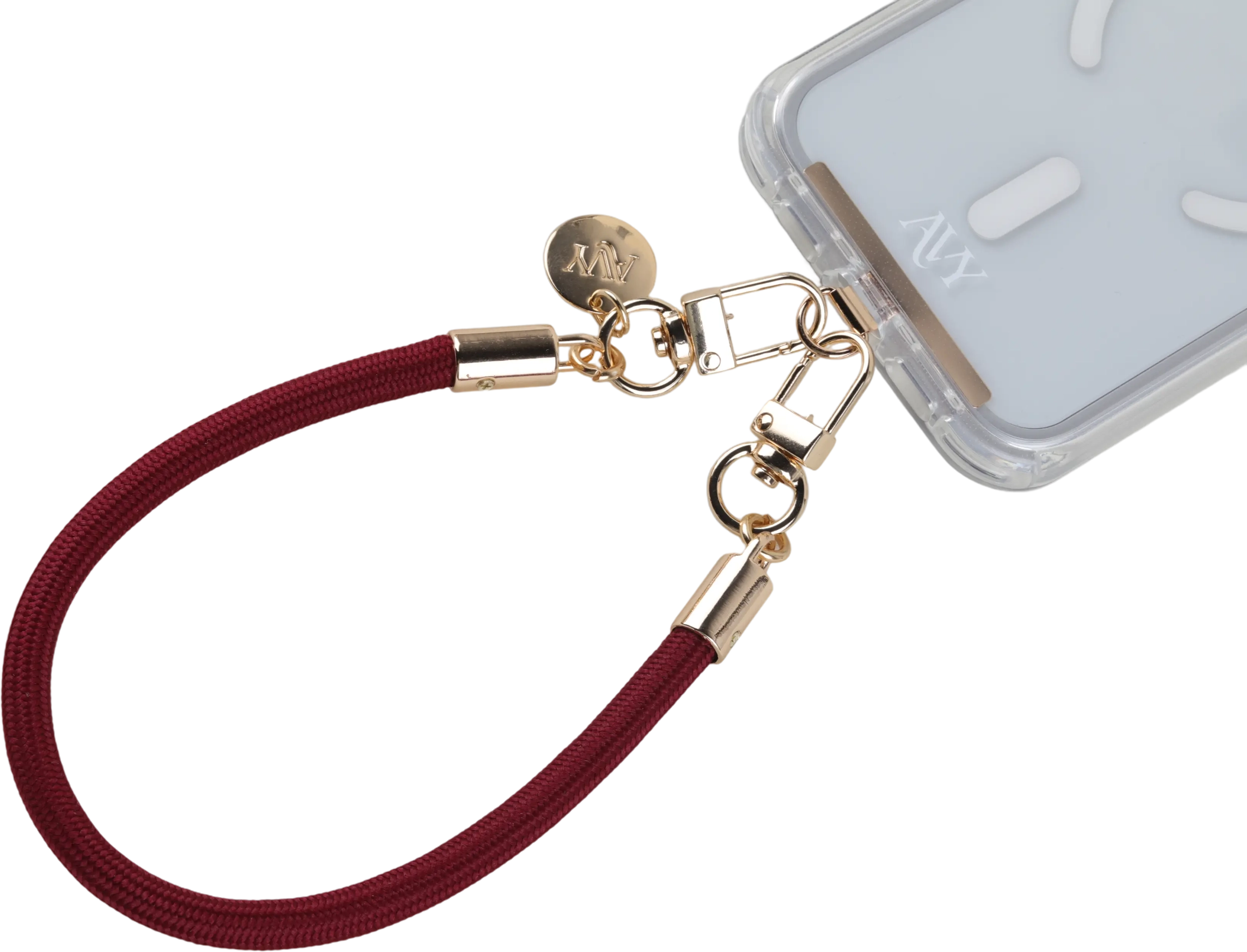 AVY Universeel Armband / Polsband Telefoonkoord Touw (32CM) Tressé Burgundy afbeelding 7