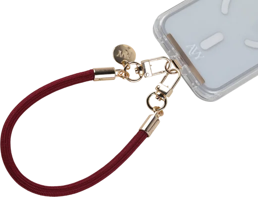 AVY Universeel Armband / Polsband Telefoonkoord Touw (32CM) Tressé Burgundy afbeelding 7