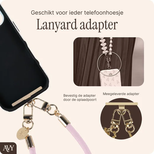 AVY Universeel Armband / Polsband Telefoonkoord Touw (32CM) Tressé Pink afbeelding 6