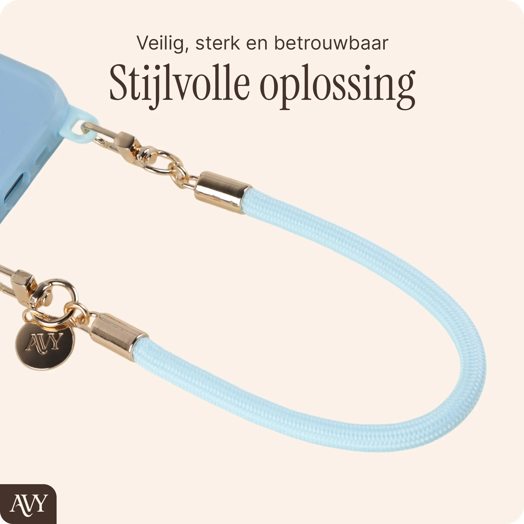 AVY Verstelbaar Crossbody Telefoonkoord / Telefoontouw (32CM) Tressé Blue afbeelding 4