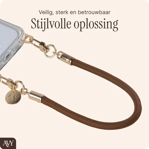 AVY Universeel Armband / Polsband Telefoonkoord Touw (32CM) Tressé Brown afbeelding 2