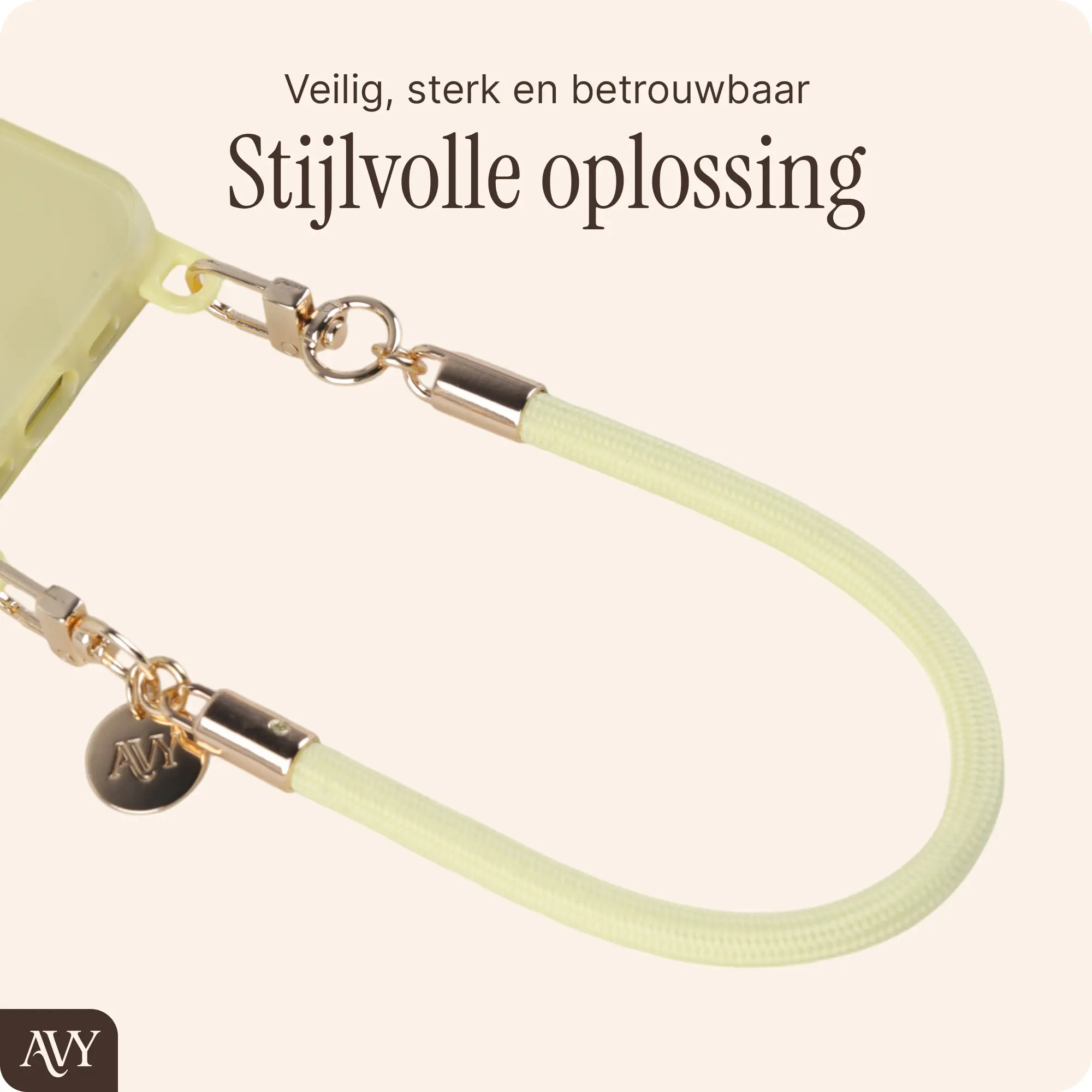 AVY Universeel Armband / Polsband Telefoonkoord Touw (32CM) Tressé Butter Yellow afbeelding 4