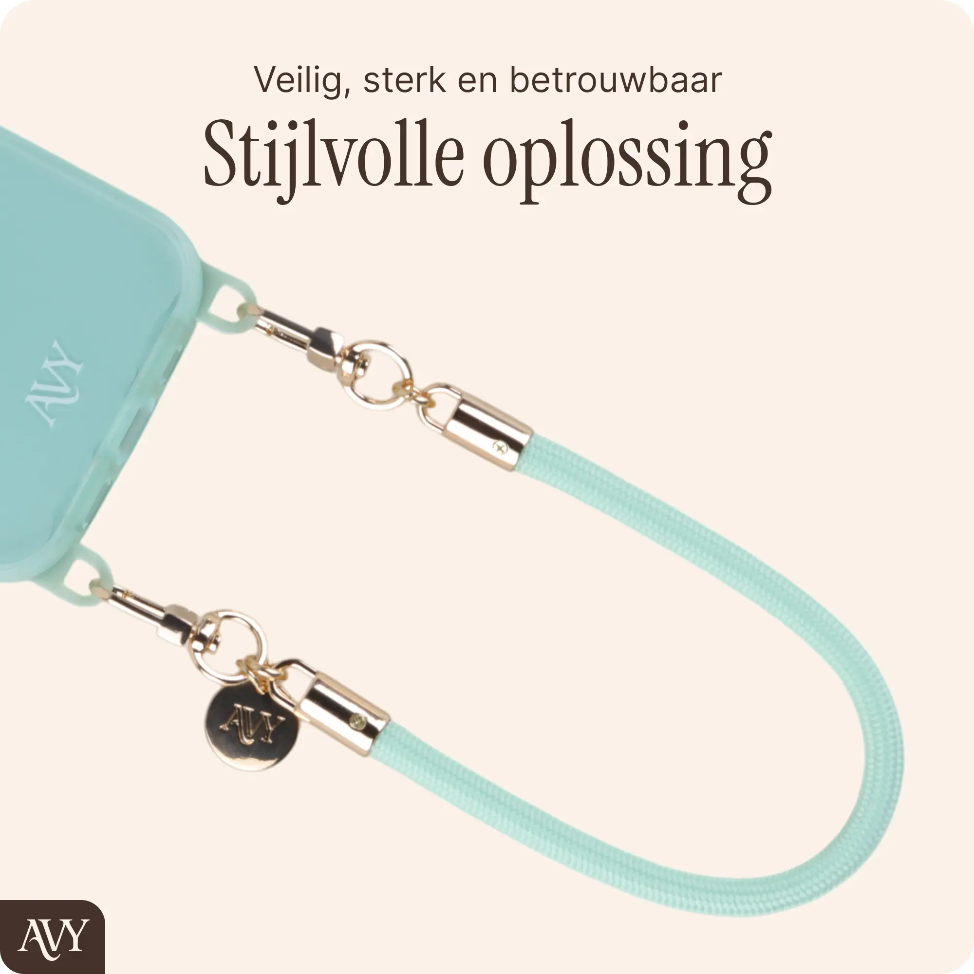 AVY Universeel Armband / Polsband Telefoonkoord Touw (32CM) Tressé Matcha afbeelding 2