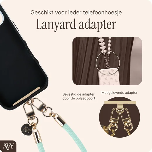 AVY Universeel Armband / Polsband Telefoonkoord Touw (32CM) Tressé Matcha afbeelding 3