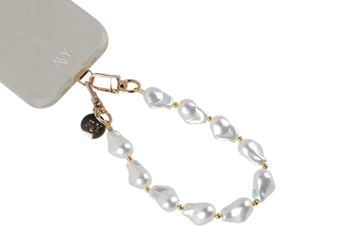 AVY Universeel Armband Polsband Parel Telefoonkoord (32CM) Silver Pearls afbeelding 10