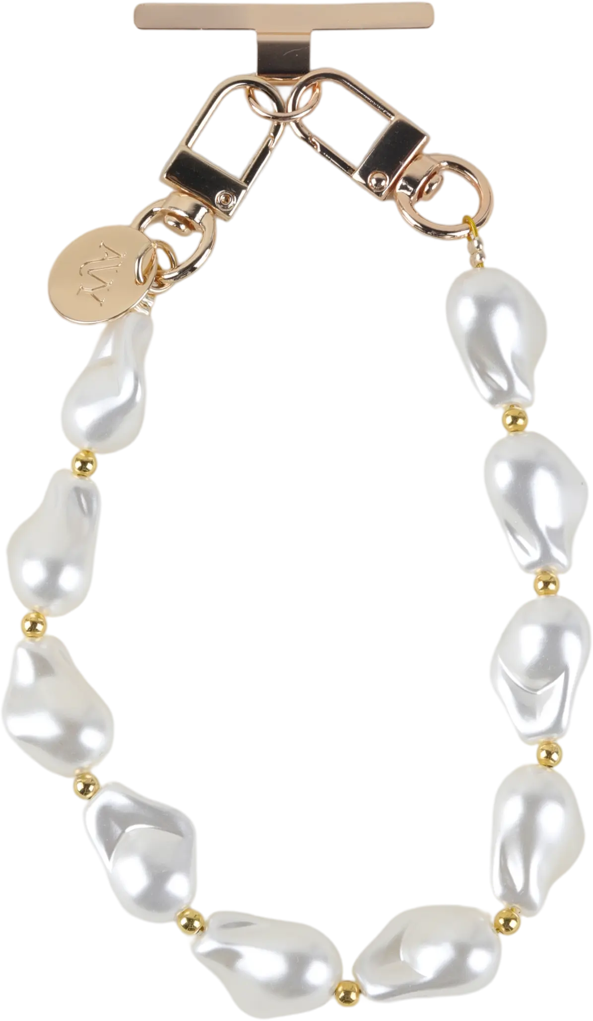 AVY Universeel Armband Polsband Parel Telefoonkoord (32CM) Silver Pearls afbeelding 7