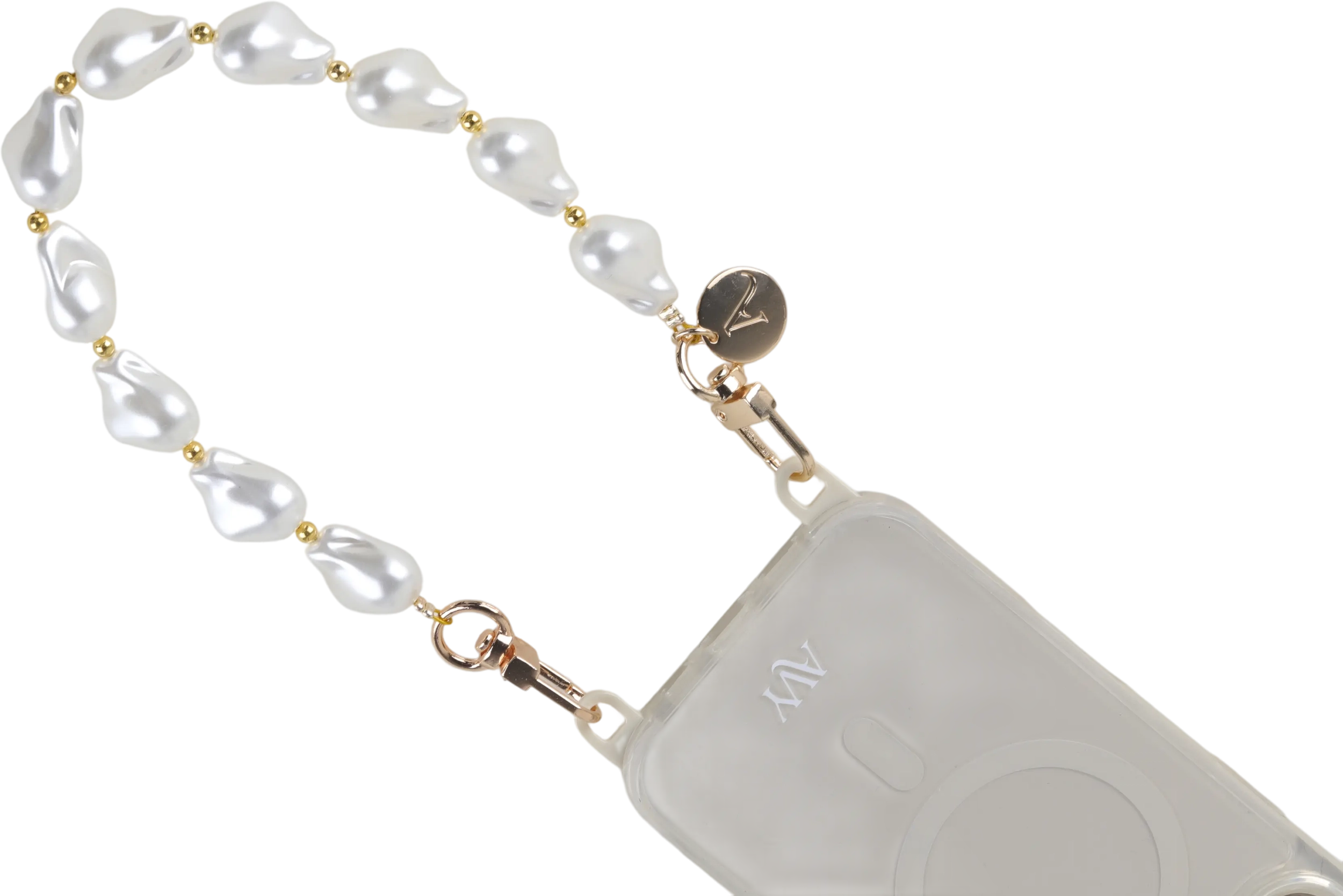 AVY Universeel Armband Polsband Parel Telefoonkoord (32CM) Silver Pearls afbeelding 12