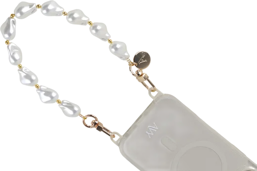 AVY Universeel Armband Polsband Parel Telefoonkoord (32CM) Silver Pearls afbeelding 12