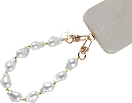AVY Universeel Armband Polsband Parel Telefoonkoord (32CM) Silver Pearls afbeelding 13