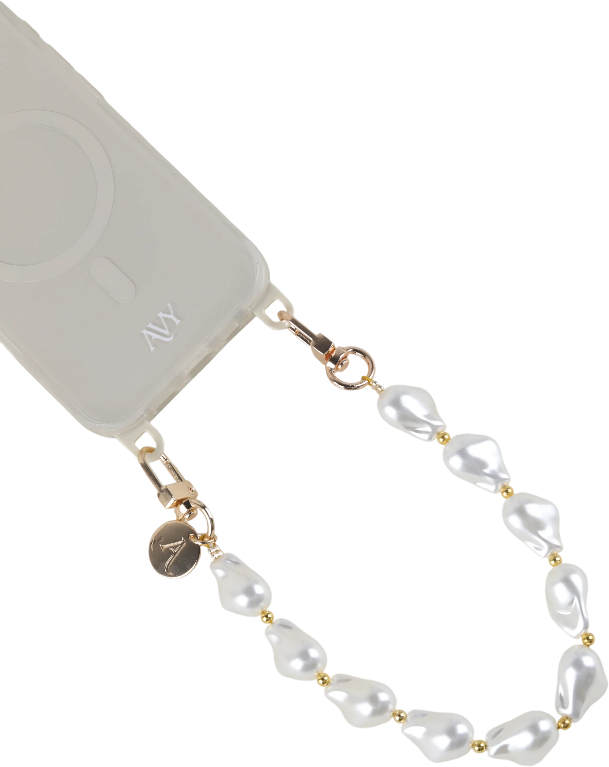 AVY Universeel Armband Polsband Parel Telefoonkoord (32CM) Silver Pearls afbeelding 11