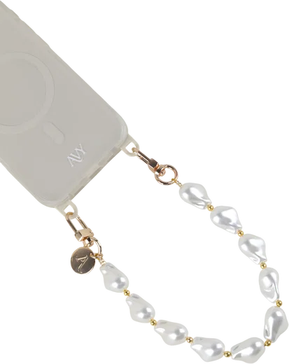 AVY Universeel Armband Polsband Parel Telefoonkoord (32CM) Silver Pearls afbeelding 11