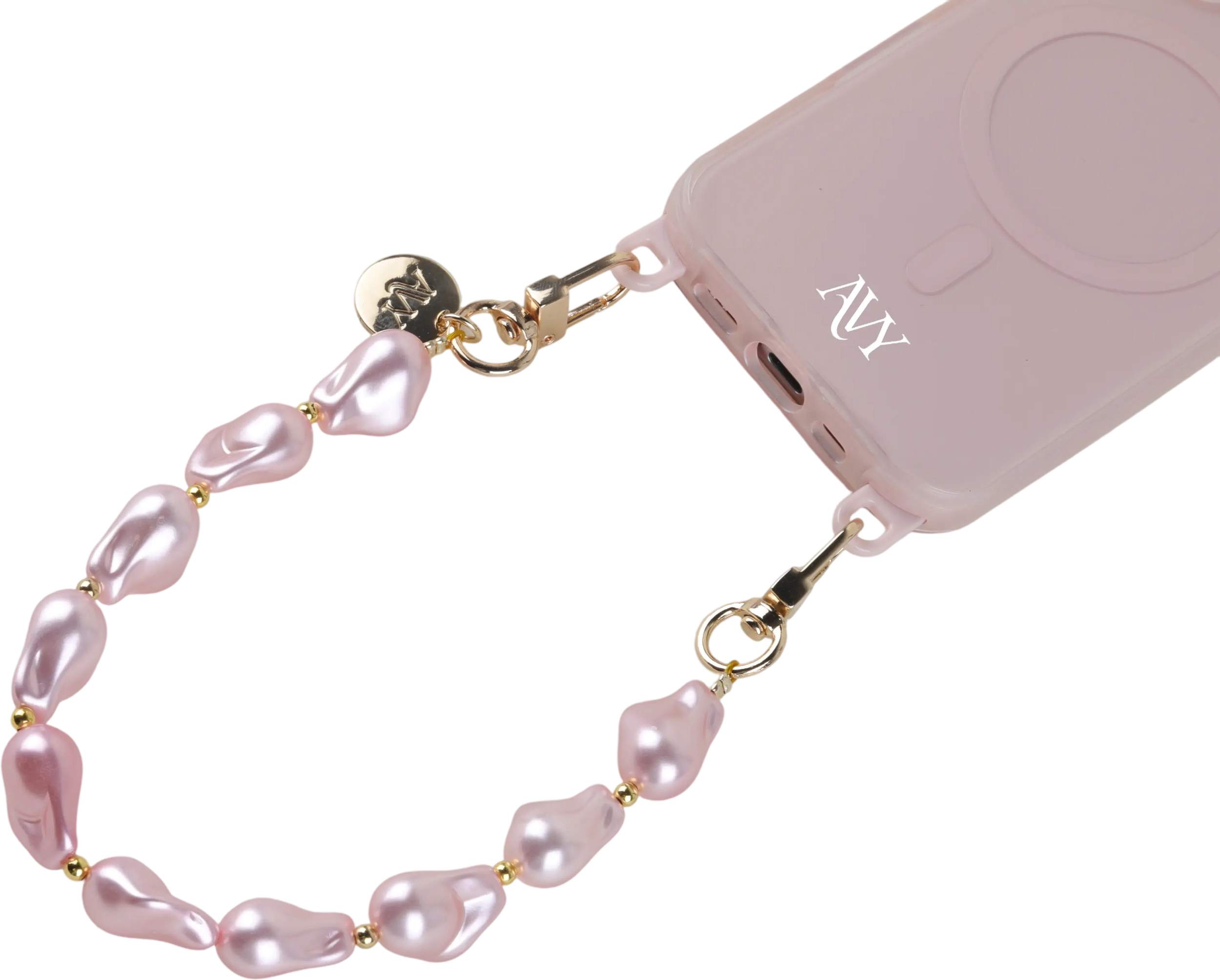 AVY Universeel Armband Polsband Parel Telefoonkoord (32CM) Pink Pearls afbeelding 7