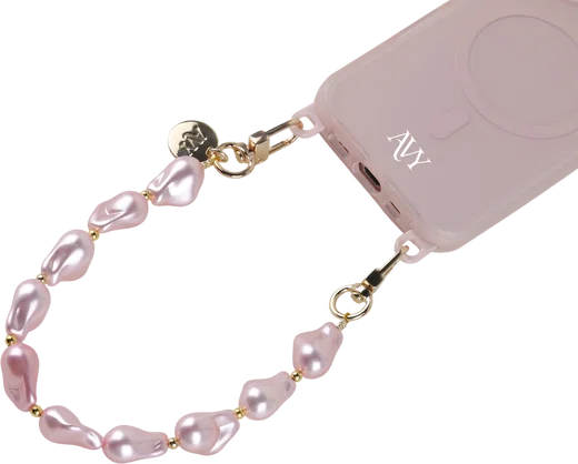 AVY Universeel Armband Polsband Parel Telefoonkoord (32CM) Pink Pearls afbeelding 7