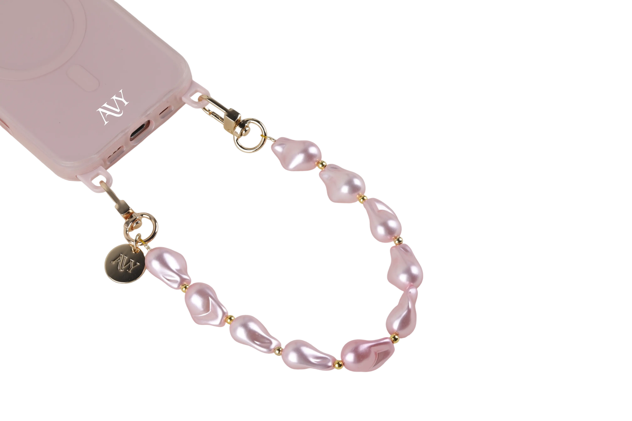AVY Universeel Armband Polsband Parel Telefoonkoord (32CM) Pink Pearls afbeelding 10