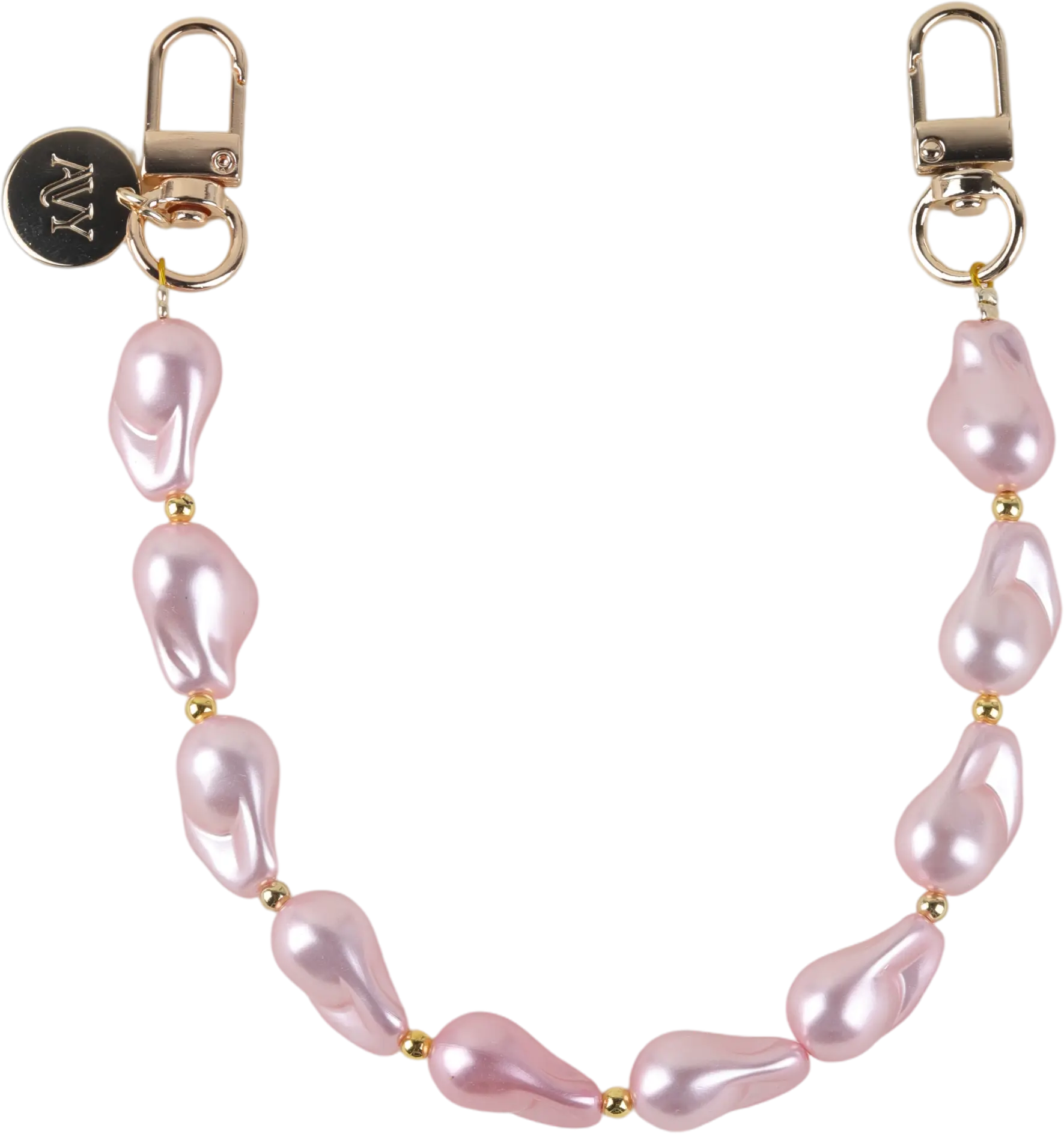 AVY Universeel Armband Polsband Parel Telefoonkoord (32CM) Pink Pearls afbeelding 1