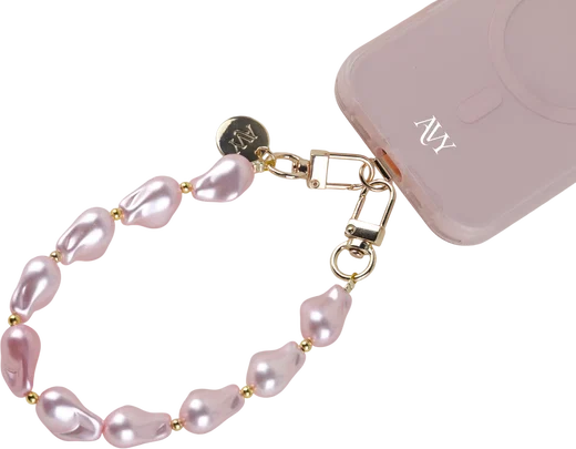 AVY Universeel Armband Polsband Parel Telefoonkoord (32CM) Pink Pearls afbeelding 11