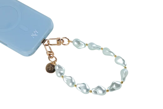 AVY Universeel Armband Polsband Parel Telefoonkoord (32CM) Blue Pearls afbeelding 9