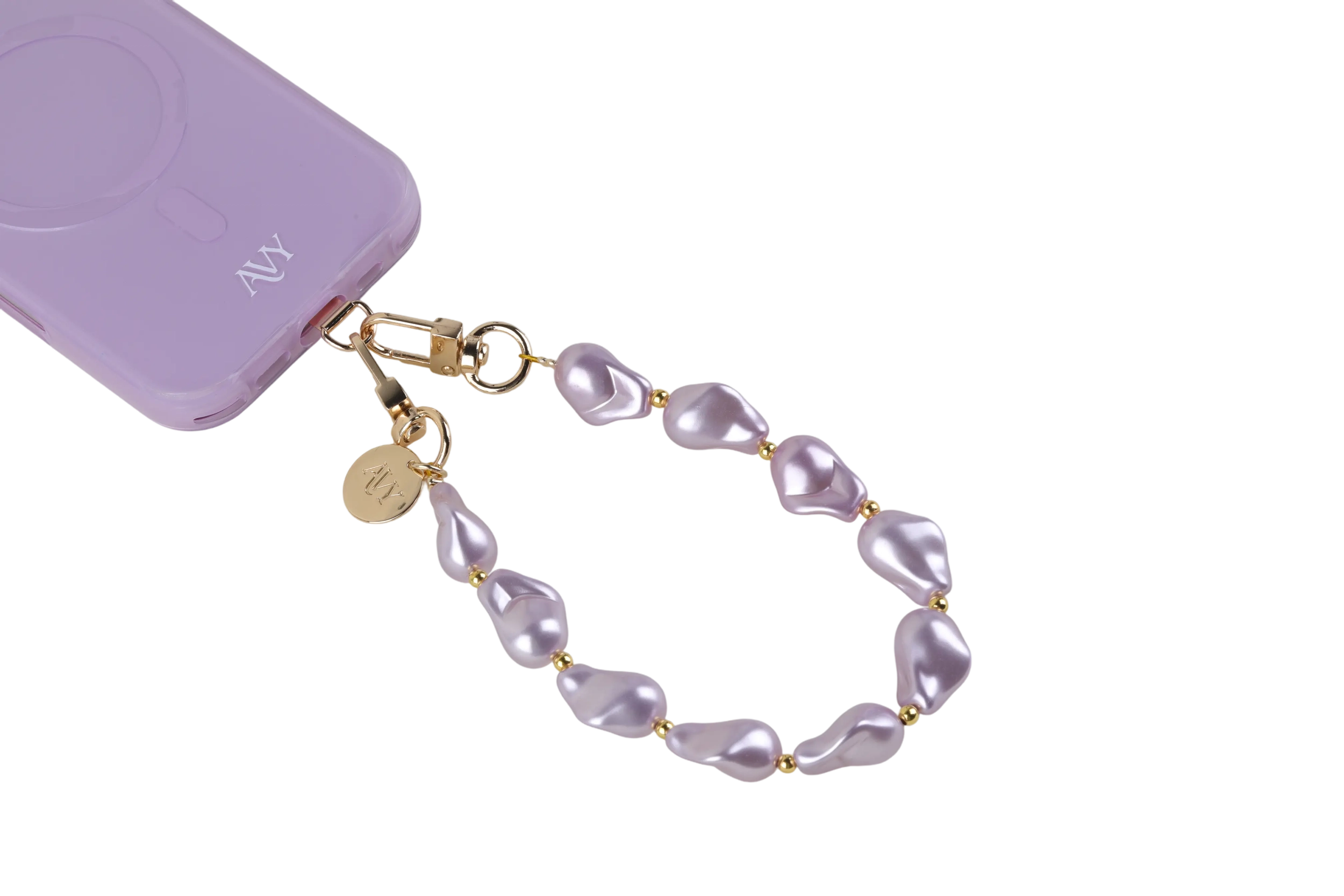 AVY Universeel Armband Polsband Parel Telefoonkoord (32CM) Purple Pearls afbeelding 13