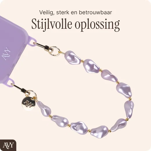 AVY Universeel Armband Polsband Parel Telefoonkoord (32CM) Purple Pearls afbeelding 5