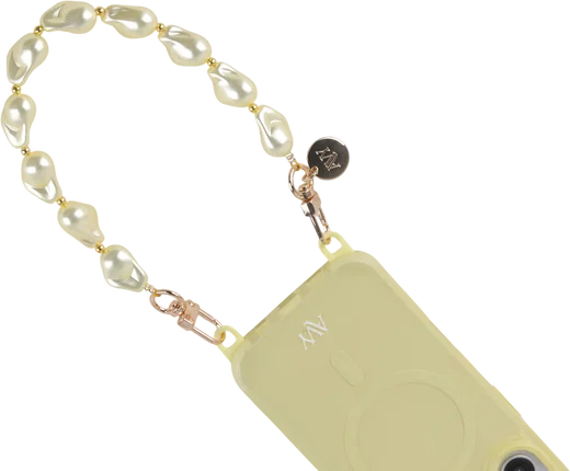 AVY Universeel Armband Polsband Parel Telefoonkoord (32CM) Yellow Pearls afbeelding 13
