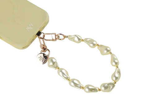 AVY Universeel Armband Polsband Parel Telefoonkoord (32CM) Yellow Pearls afbeelding 11