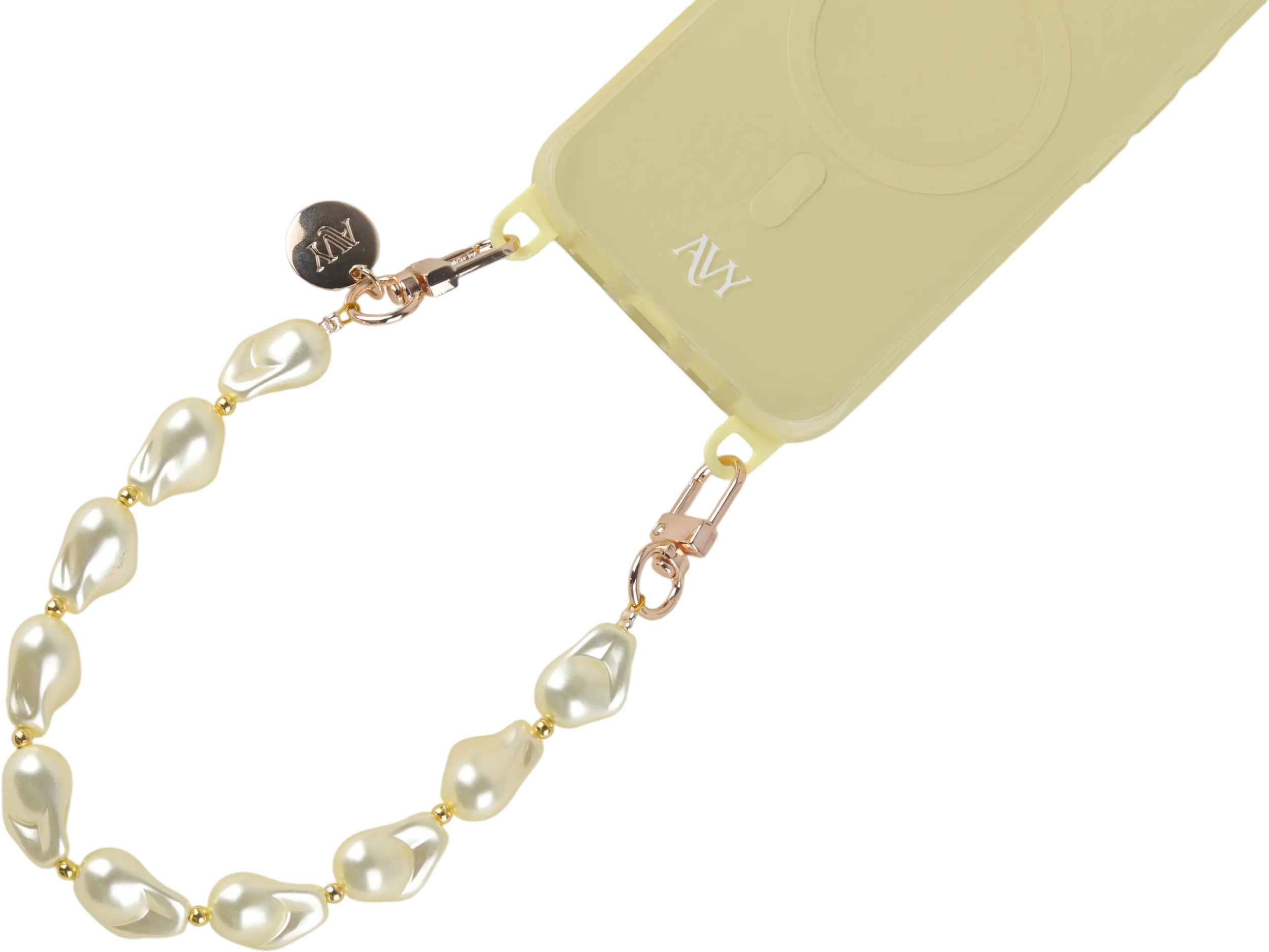 AVY Universeel Armband Polsband Parel Telefoonkoord (32CM) Yellow Pearls afbeelding 12