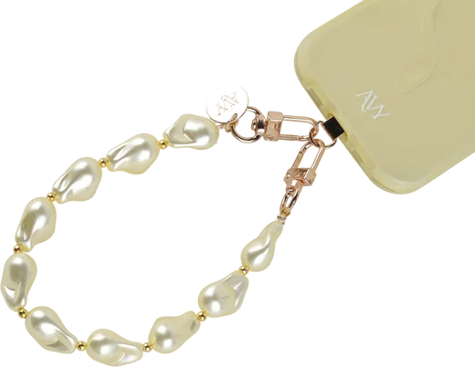 AVY Universeel Armband Polsband Parel Telefoonkoord (32CM) Yellow Pearls afbeelding 7