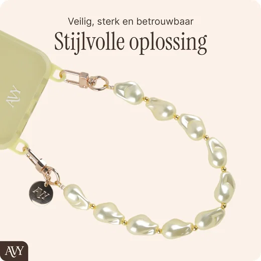 AVY Universeel Armband Polsband Parel Telefoonkoord (32CM) Yellow Pearls afbeelding 5
