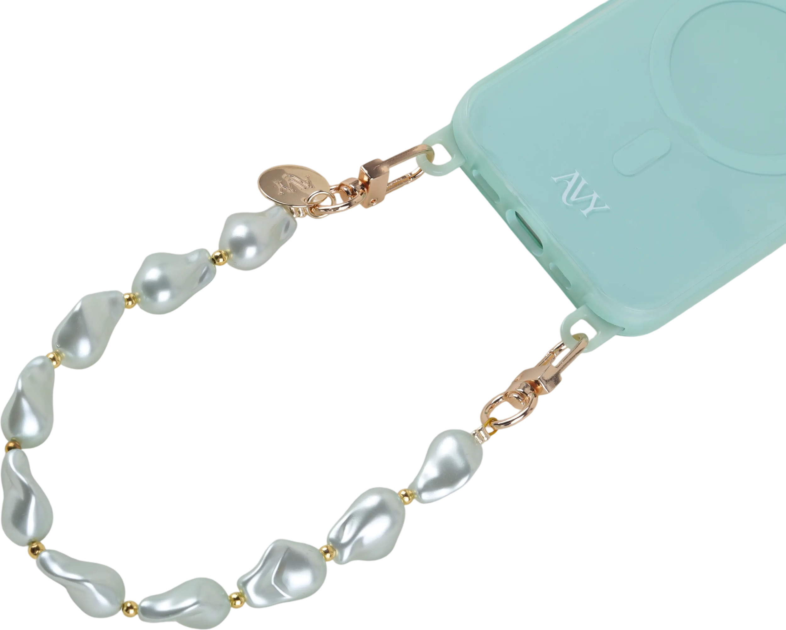 AVY Universeel Armband Polsband Parel Telefoonkoord (32CM) Matcha Pearls afbeelding 7