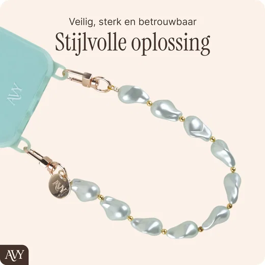 AVY Universeel Armband Polsband Parel Telefoonkoord (32CM) Matcha Pearls afbeelding 5