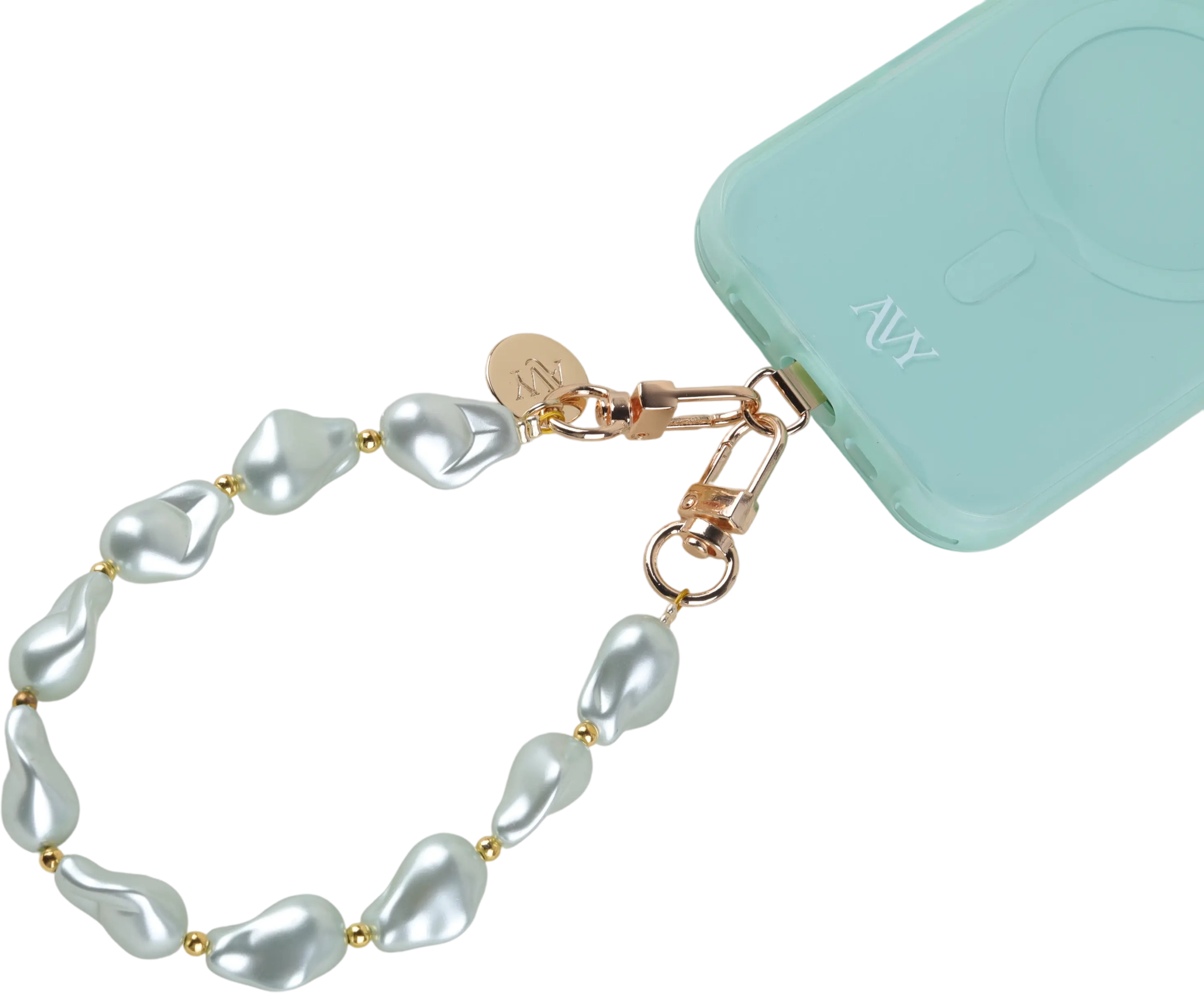 AVY Universeel Armband Polsband Parel Telefoonkoord (32CM) Matcha Pearls afbeelding 9