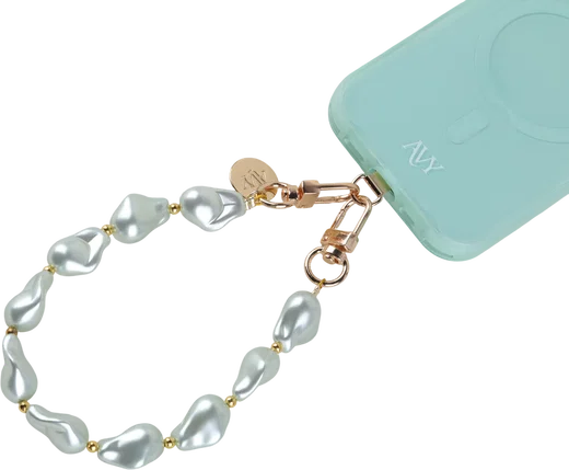 AVY Universeel Armband Polsband Parel Telefoonkoord (32CM) Matcha Pearls afbeelding 9