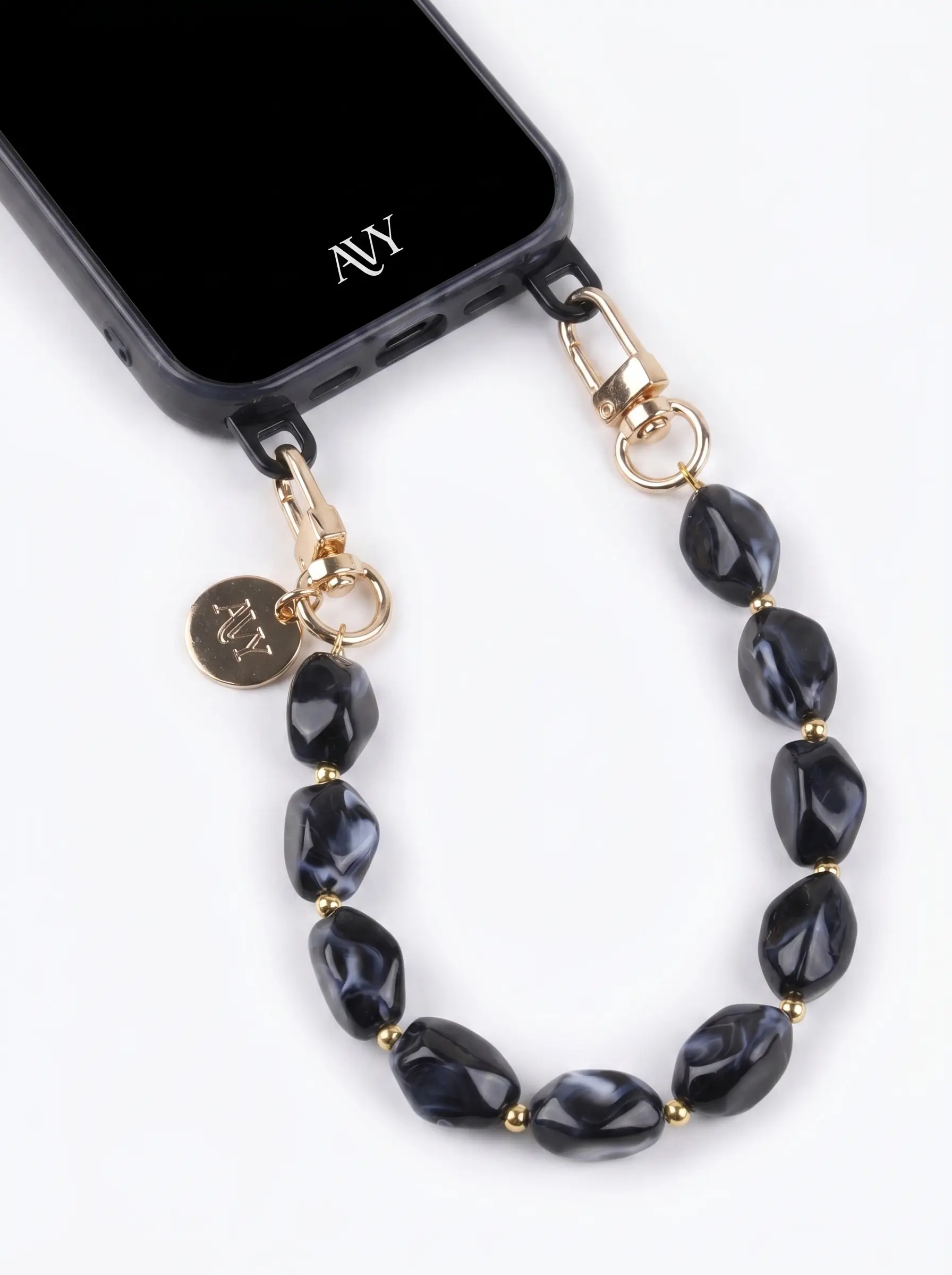 AVY Universeel Armband Polsband Stenen Telefoonkoord (32CM) Rocher Black afbeelding 8