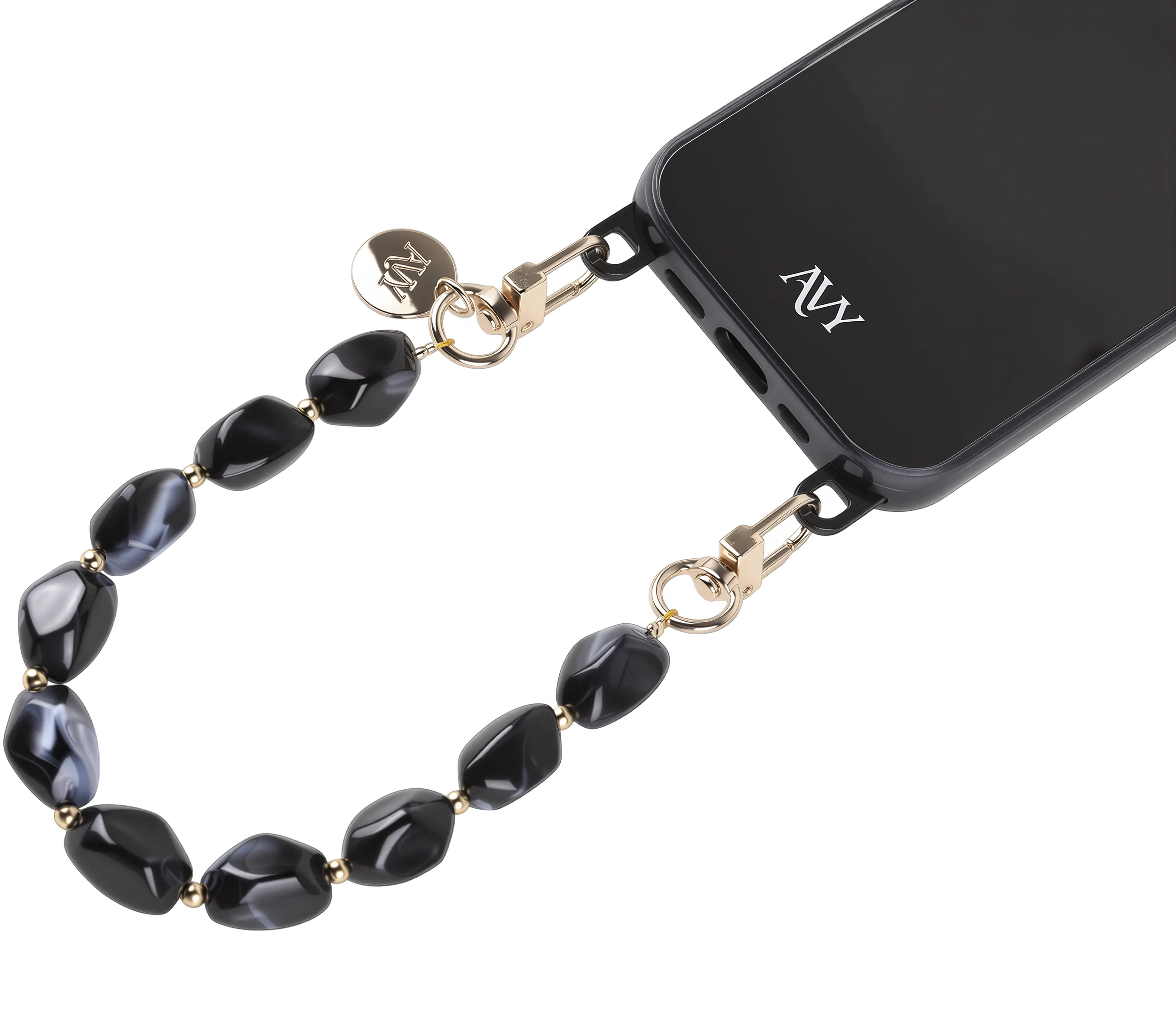 AVY Universeel Armband Polsband Stenen Telefoonkoord (32CM) Rocher Black afbeelding 9