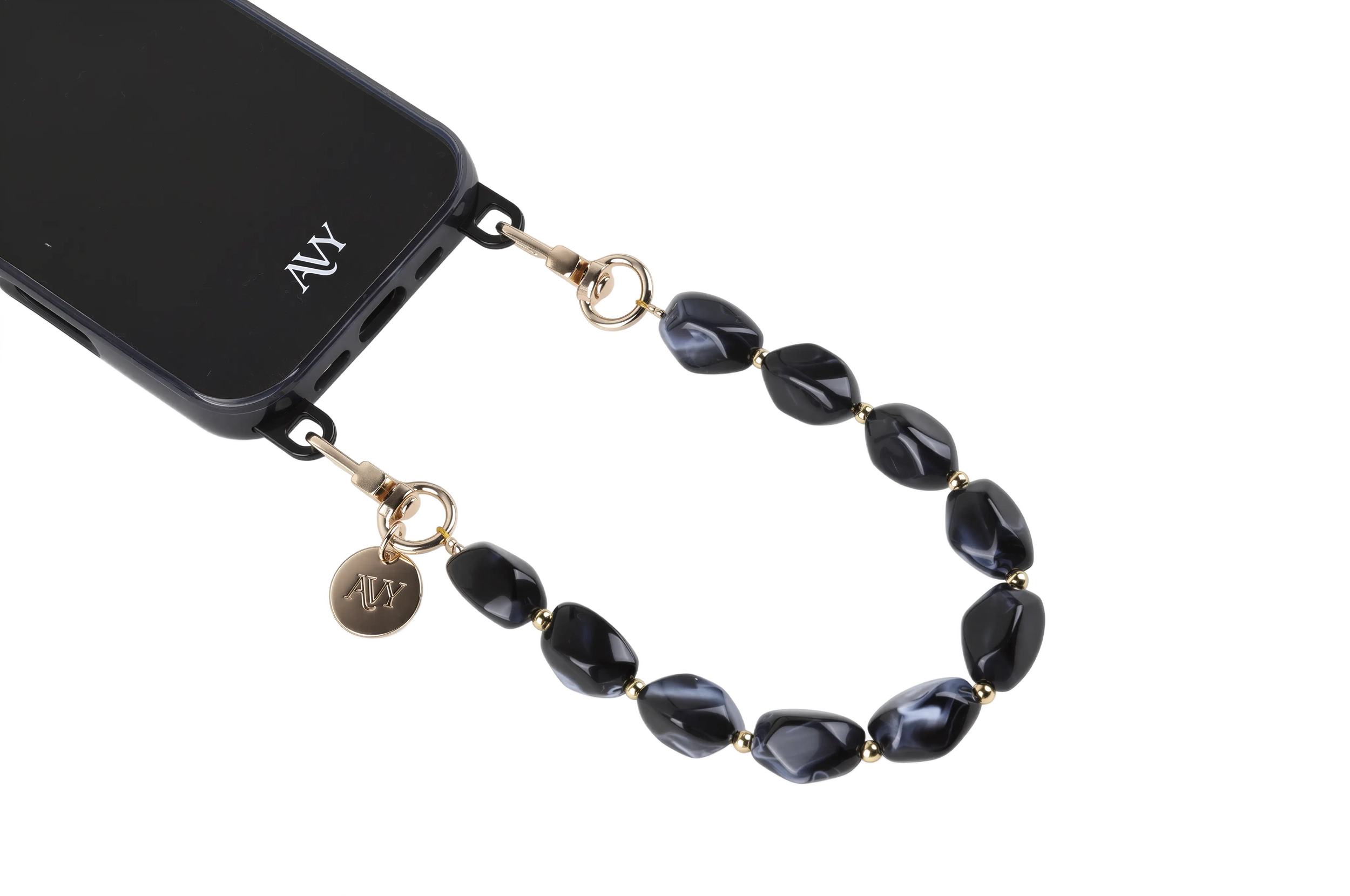 AVY Universeel Armband Polsband Stenen Telefoonkoord (32CM) Rocher Black afbeelding 5