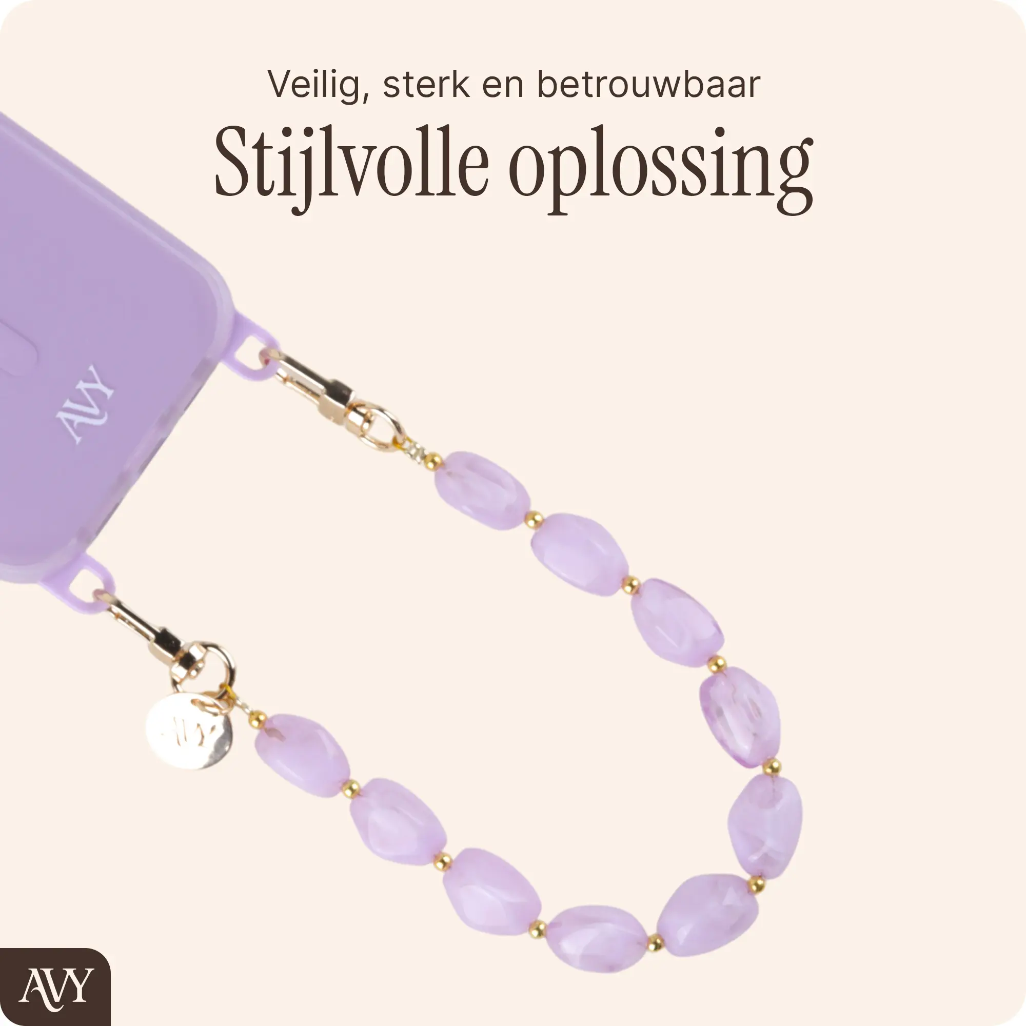 AVY Universeel Armband Polsband Stenen Telefoonkoord (32CM) Rocher Purple afbeelding 6