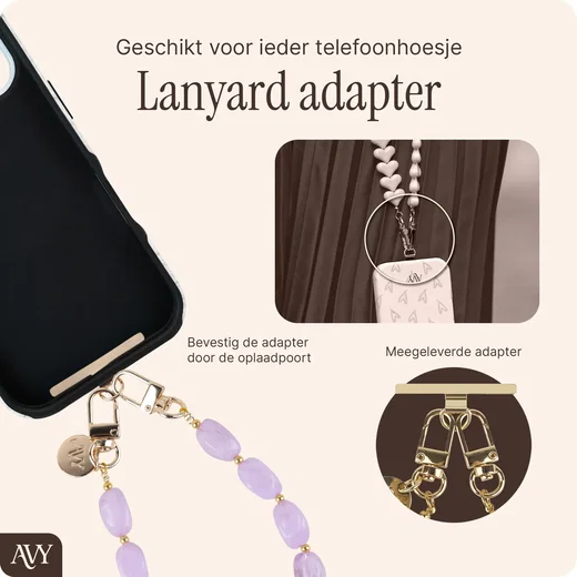 AVY Universeel Armband Polsband Stenen Telefoonkoord (32CM) Rocher Purple afbeelding 5