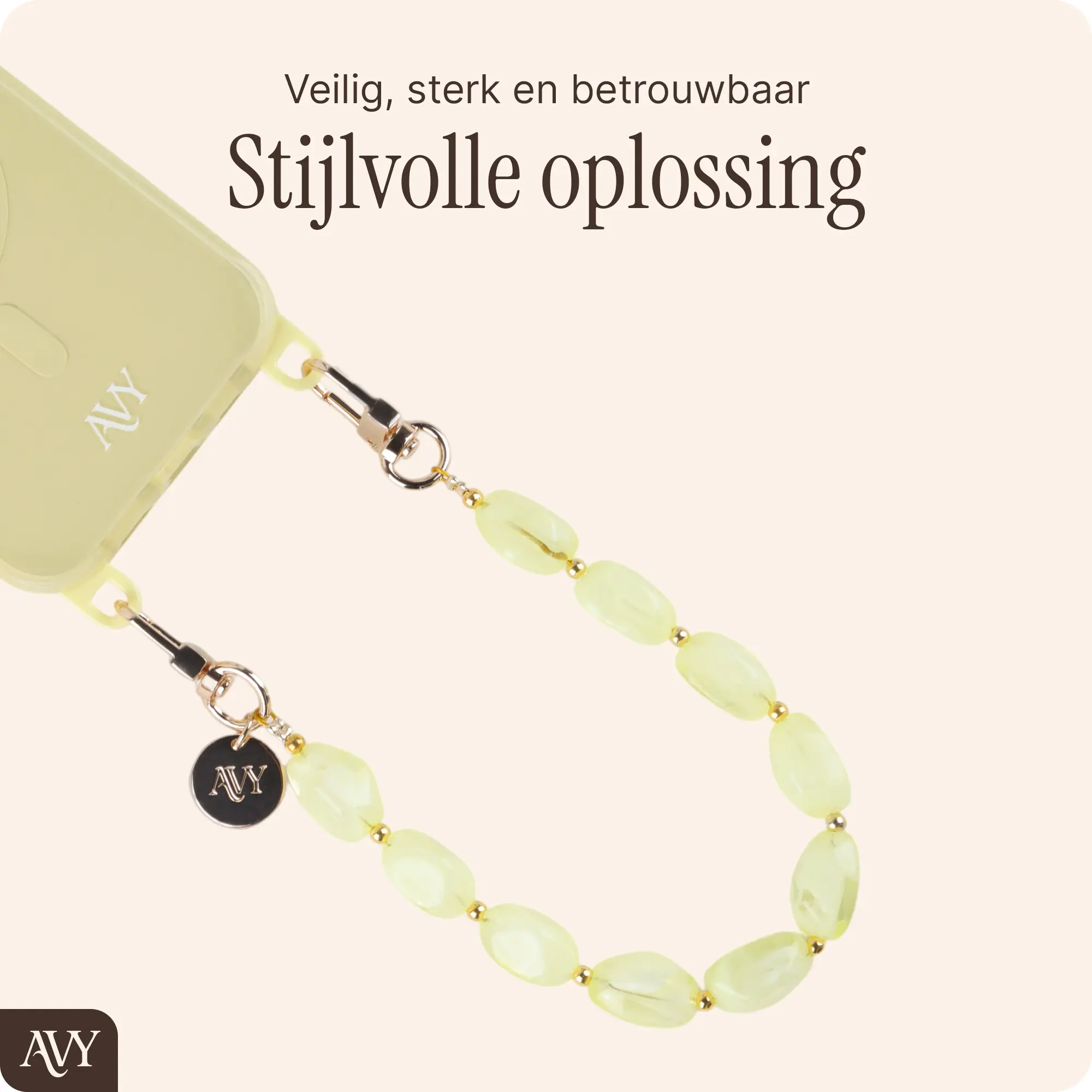 AVY Universeel Armband Polsband Stenen Telefoonkoord (32CM) Rocher Yellow afbeelding 2