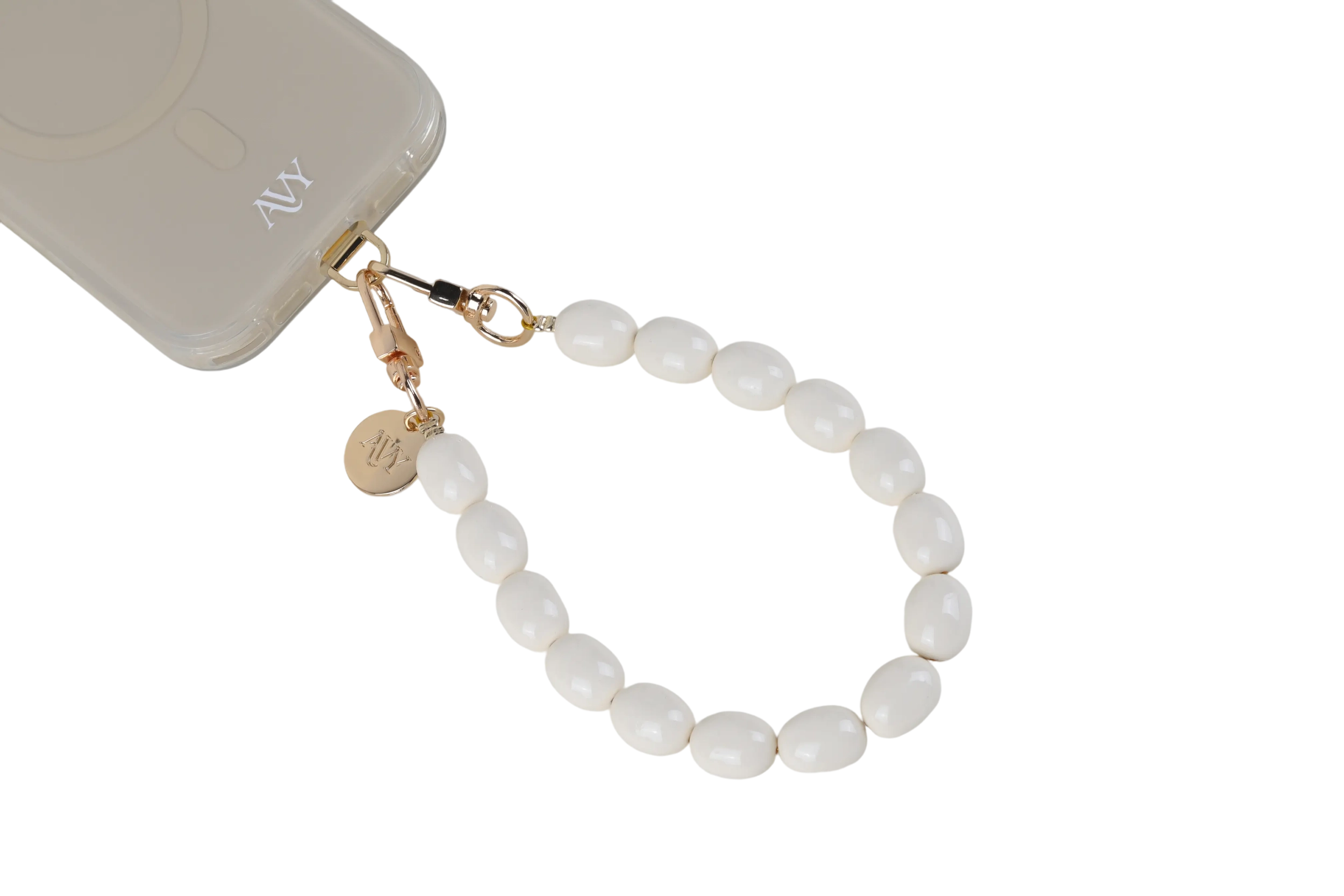 AVY Universeel Armband Polsband Kralen Telefoonkoord (32CM) Rosario Beige afbeelding 5