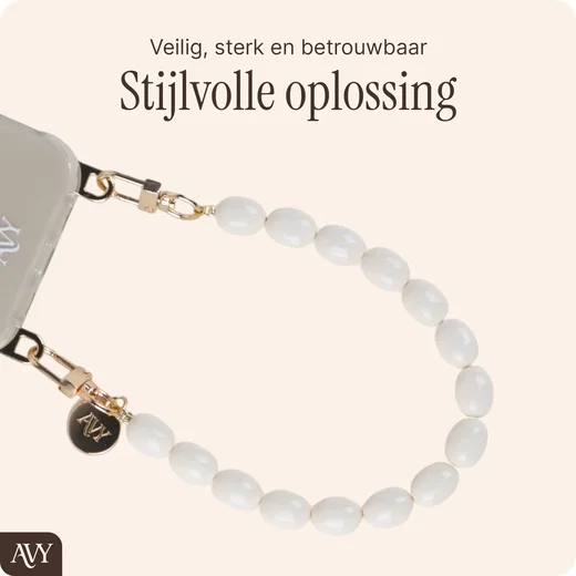 AVY Universeel Armband Polsband Kralen Telefoonkoord (32CM) Rosario Beige afbeelding 2