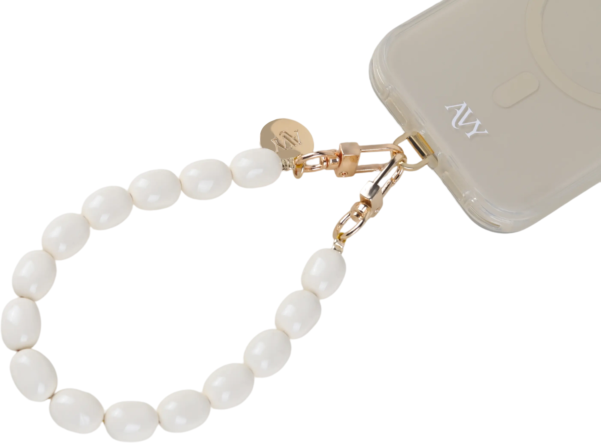 AVY Universeel Armband Polsband Kralen Telefoonkoord (32CM) Rosario Beige afbeelding 4