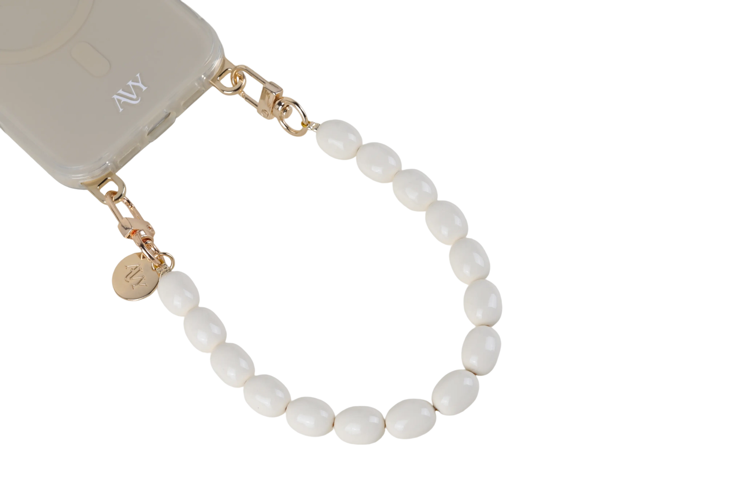 AVY Universeel Armband Polsband Kralen Telefoonkoord (32CM) Rosario Beige afbeelding 7