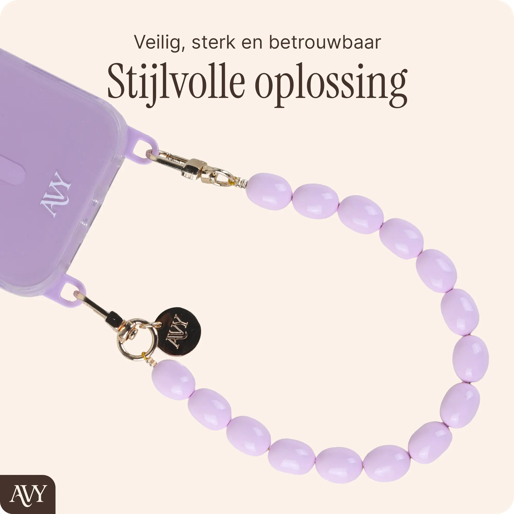 AVY Universeel Armband Polsband Kralen Telefoonkoord (32CM) Rosario Purple afbeelding 2