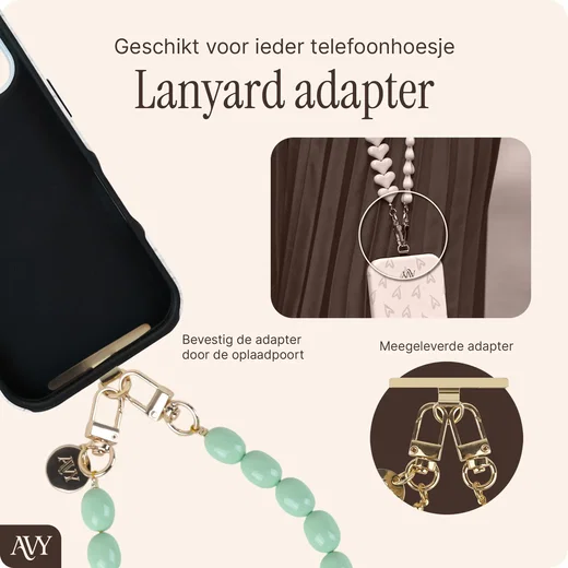 AVY Universeel Armband Polsband Kralen Telefoonkoord (32CM) Rosario Matcha afbeelding 3