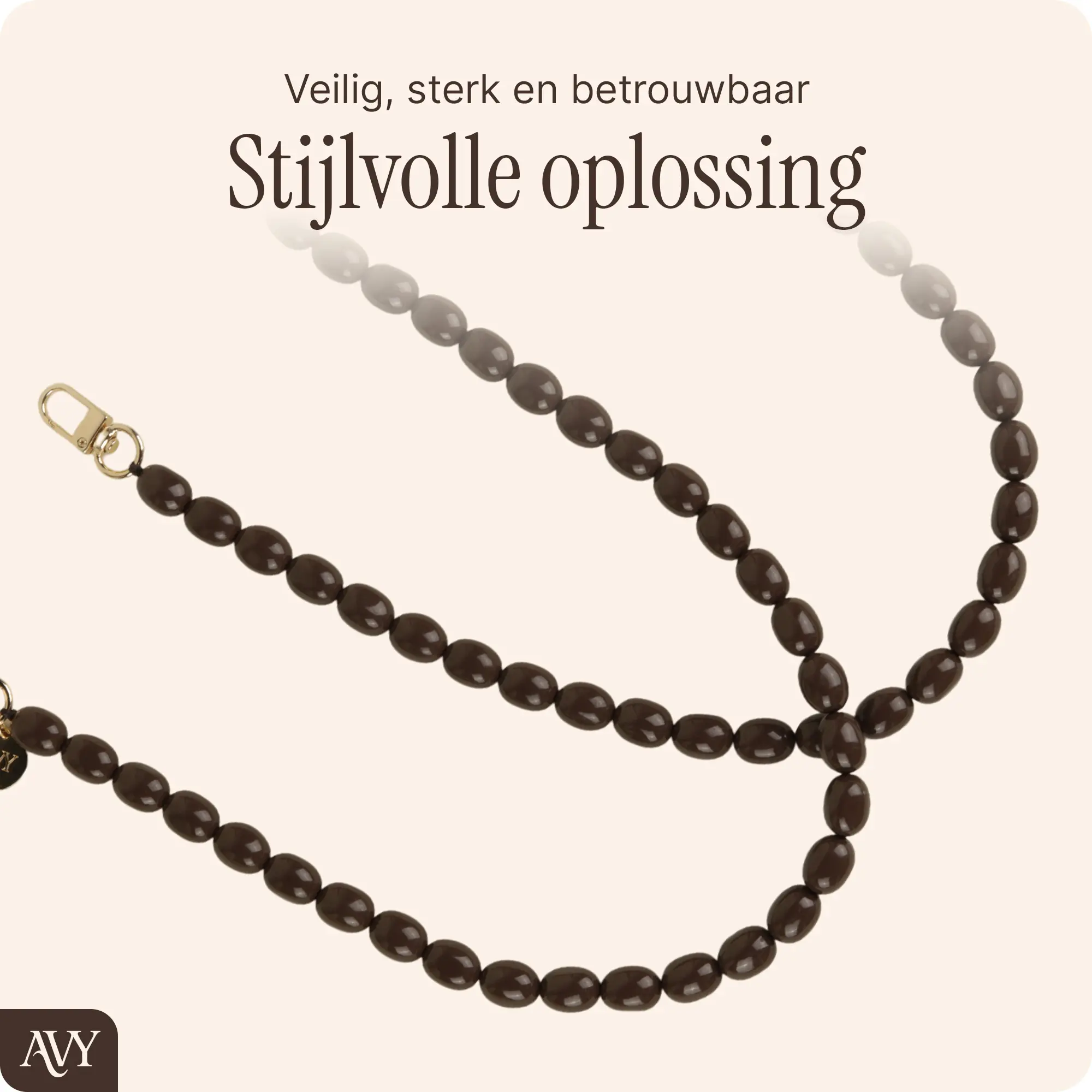AVY Universeel Ketting Crossbody Kralen Telefoonkoord (120CM) Rosario Brown afbeelding 2