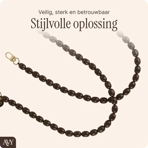 AVY Universeel Ketting Crossbody Kralen Telefoonkoord (120CM) Rosario Brown afbeelding 2