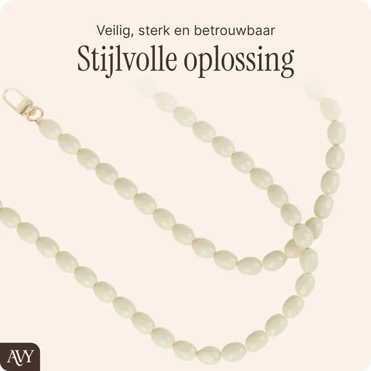 AVY Universeel Ketting Crossbody Kralen Telefoonkoord (120CM) Rosario Beige afbeelding 3